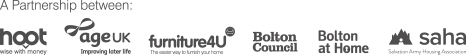 A partnership between Hoot, Age UK Bolton, Furniture4U, Bolton Council, Bolton at Home, Saha